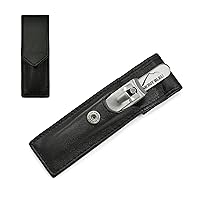 Hans Kniebes 2-Piece Manicure Set with Nail Clippers & Crystal Nail File, in Leather Case | Made in Germany