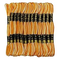 Anchor Dual Shade Stranded Cotton Cross Stitch Hand Embroidery Thread Floss 25 Skeins-Ocher Yellow & White