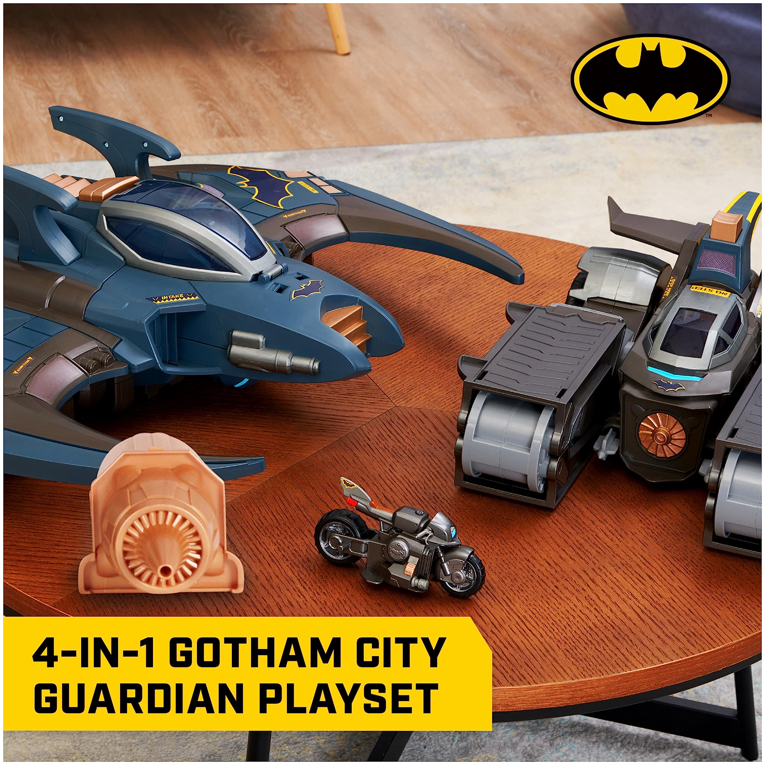 DC Comics, Batman, Gotham City Guardian Playset, 4-in-1 Transformation, Exclusive Batman Figure, Lights & 40+ Sounds, Kids Toy for Boys & Girls