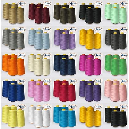 AK Trading 4-Pack FUCHSIA All Purpose Sewing Thread Cones (6000 Yards Each) of High Tensile Polyester Thread Spools for Sewing, Quilting, Serger Machines,Overlock, Merrow & Hand Embroidery.