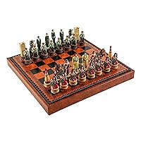 American West Chessmen, Cowboys & Indians with Marcello Chess Board from Italy