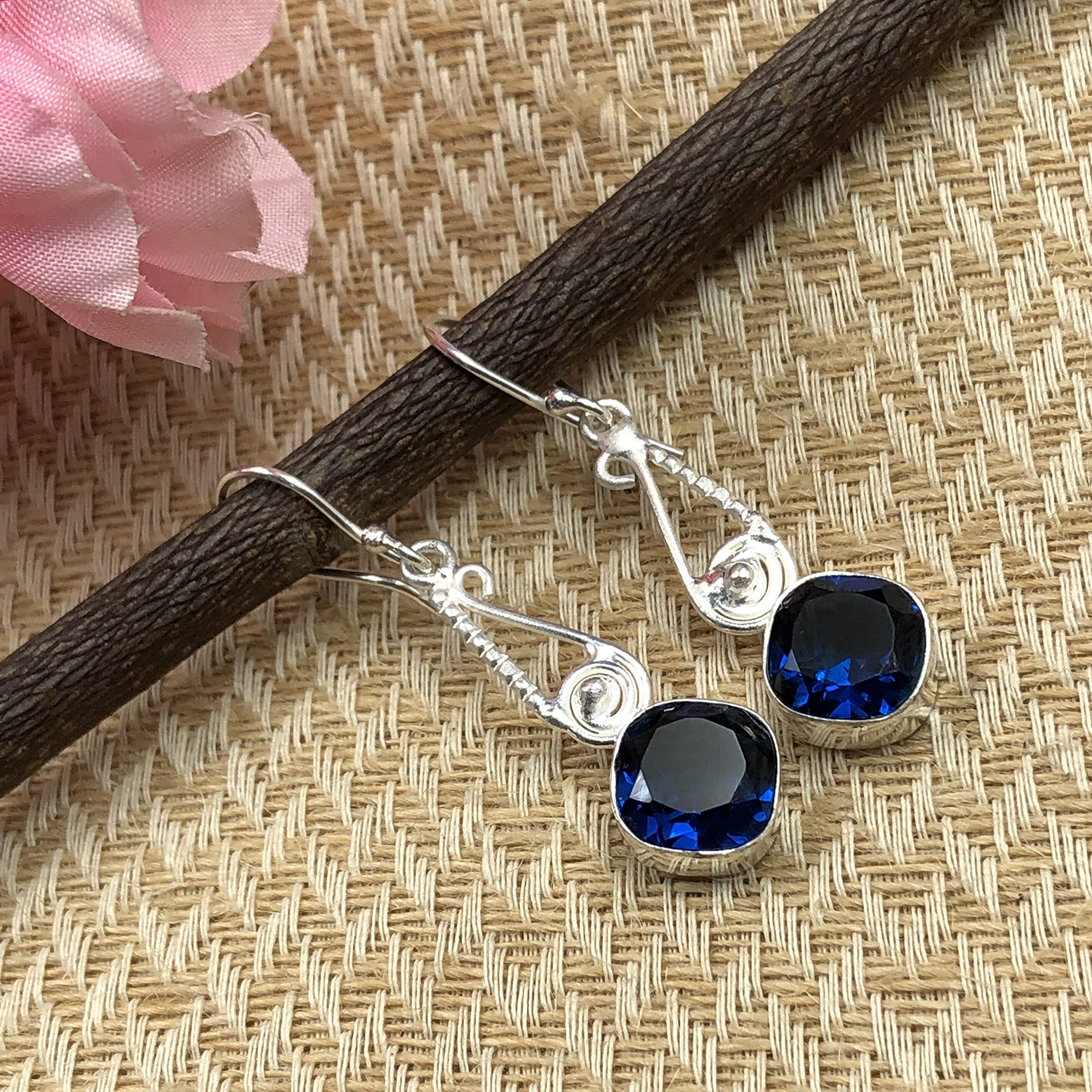 SHNAYA JEWELS Natural LONDON BLUE TOPAZ Gemstone 925 Sterling Silver Jewelry Earring,Stylish Earring For Her,Fine Jewelry,Drop & Dangle Earring,Handmade Jewelry Earring,Designer Earring ,Gemstone Earring ,Women's Designer Earrings