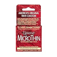 MicroThin Condoms - Premium Lubricated Natural Latex Condoms, Thinnest Condoms, Vegan-Friendly, No Latex Odor - Thin, Strong, and Extra Sensitive - Pack of 3