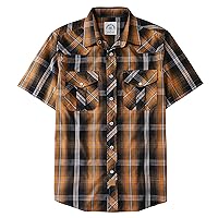 Dubinik® Western Shirts for Men Short Sleeve Plaid Pearl Snap Shirts for Men Button Up Shirt Cowboy Casual Work Shirt