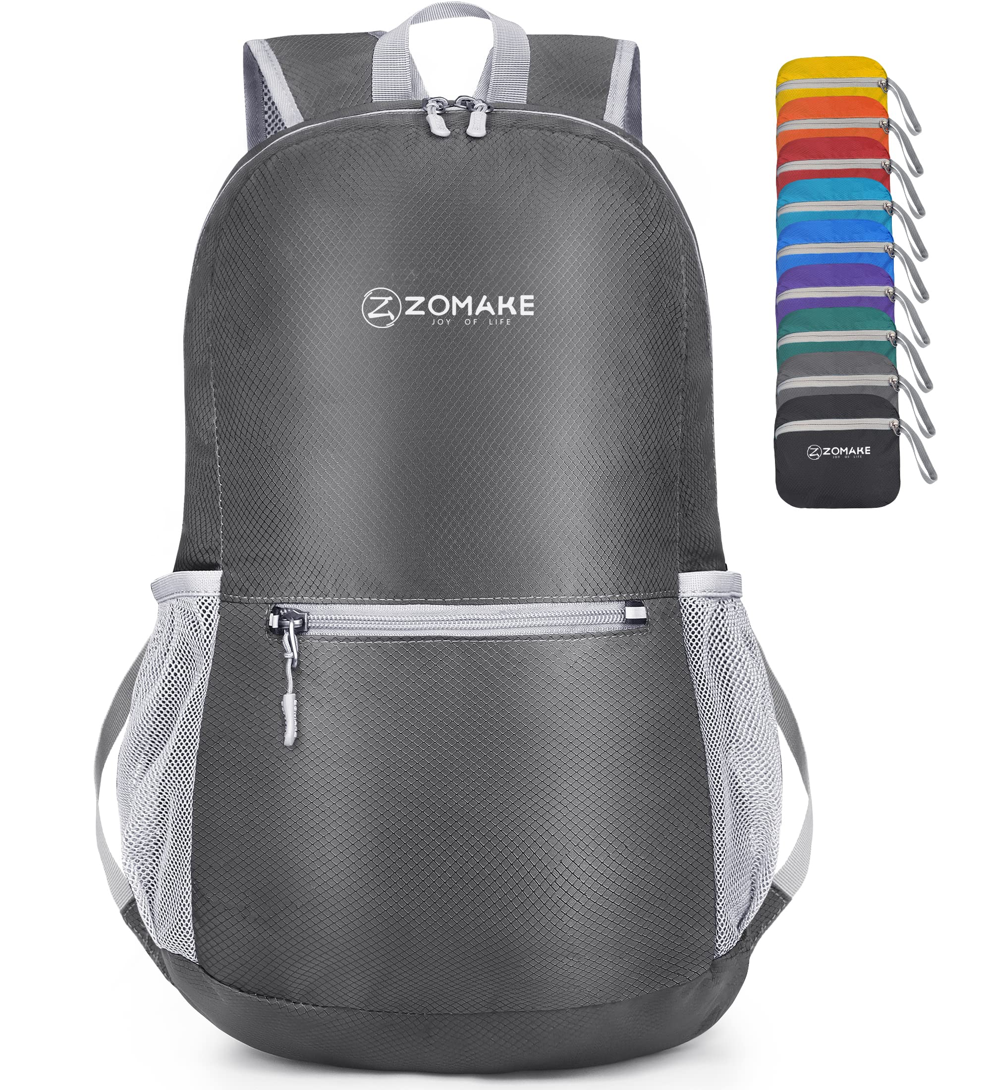 ZOMAKE Ultra Lightweight Hiking Backpack 20L - Water Resistant Small Backpack Packable Daypack for Women Men(Medium Grey)