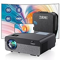 YABER 5G WiFi Bluetooth Projector, 15000LM 460 ANSI Native 1080P Projector 4K Support, Outdoor Movie Projector with Screen, Max 500