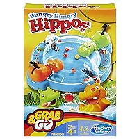 Hasbro Gaming Elefun & Friends Hungry Hungry Hippos Grab & Go Game (Includes 2 Chomping Hippos)