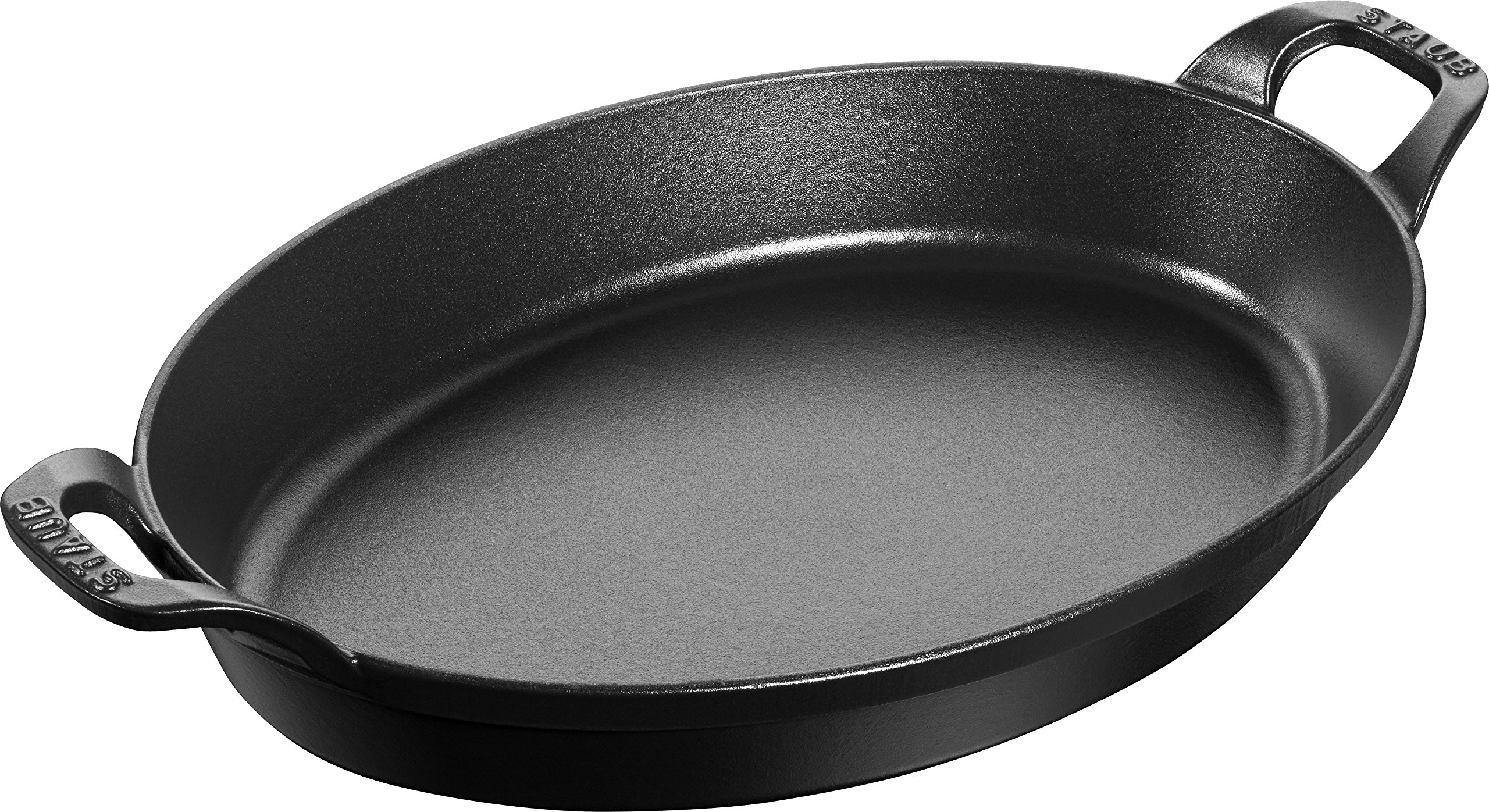 Staub 40508-283 Oval Stackable Dish, Black, 14.6 inches (37 cm), Cast Enamel, Iron