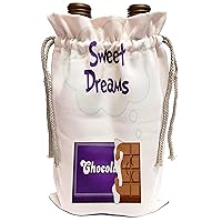 3dRose InspirationzStore Kawaii designs - Sweet Dreams cute chocolate bar - kawaii sleepy cartoon - purple bedtime bedroom pajama party decor - Wine Bag (wbg_113143_1)