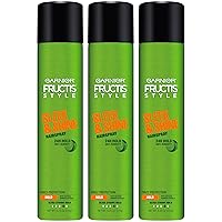 Garnier Fructis Style Sleek and Shine Anti-Humidity Hairspray, Ultra Strong Hold, Frizz Protection 8.25 Oz, 3 Count (Packaging May Vary)