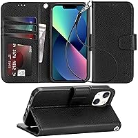 Arae Compatible with iPhone 13 Case with Card Holder and Wrist Strap Wallet Flip Cover for iPhone 13 Men/Women, Wristlet Strap, RFID Blocking (iPhone 13(6.1