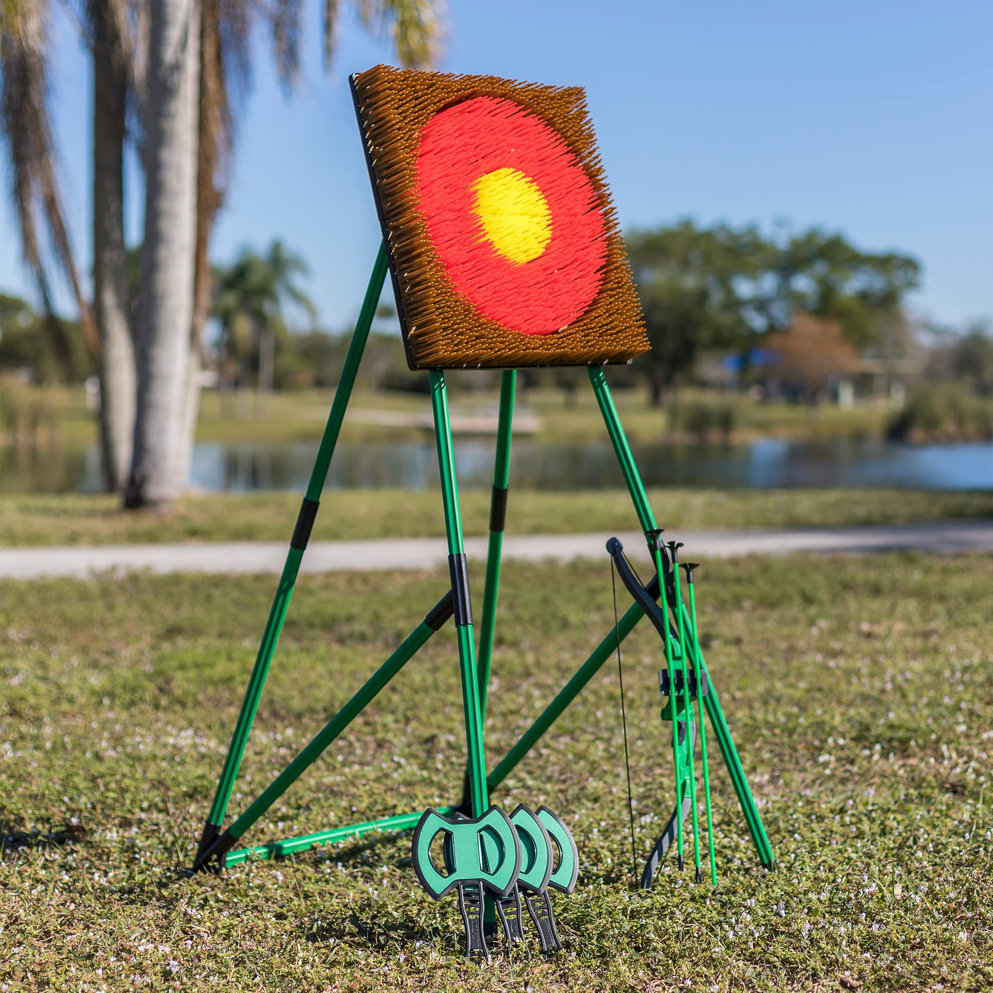 Go! Gater EastPoint Sports 2-in-1 Tomahawk Toss & Archery Game Set – Includes Tomahawks and Arrows with Bristle Target for The Backyard, Park, Indoors and Outdoors