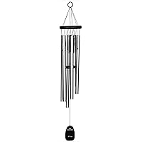 Woodstock Wind Chimes Pachelbel's Canon in D, Silver Aluminum Tubes, Medium 32 - Inch, Deep Toned Windchime for Outdoor Decor for Garden, Patio, Porch