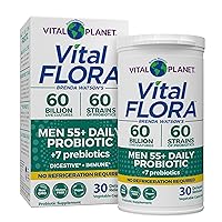 Vital Flora Men Over 55 Daily Probiotic, 60 Billion CFU, Diverse Strains, Organic Prebiotics, Immune Support, Digestive Health Shelf Stable Probiotics for Men, 30 Capsules