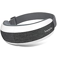 Eye Massager with Heat and Compression - Smart Eye Massager for Migraines and Stress Therapy - Wireless Heated Mask w/Music, Built-in Battery & Adjustable Elastic Band - Vibration Massage Eye Relief