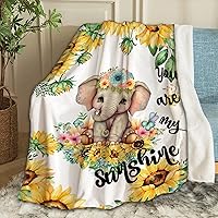 Sunflower Elephant Blanket Gifts Sunflower Blanket You are My Sunshine Baby Blanket Sunflower and Elephant Decor Blankets of Sunshine Air-Conditioning Blanket for Chirstmas Gifts 80