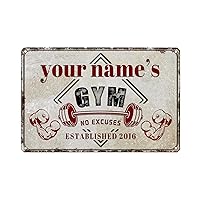 Custom Gym Sign Wall Art Decor Personalized Name Aluminum Metal Sign Retro Workout Room Fitness Center Tin Sign