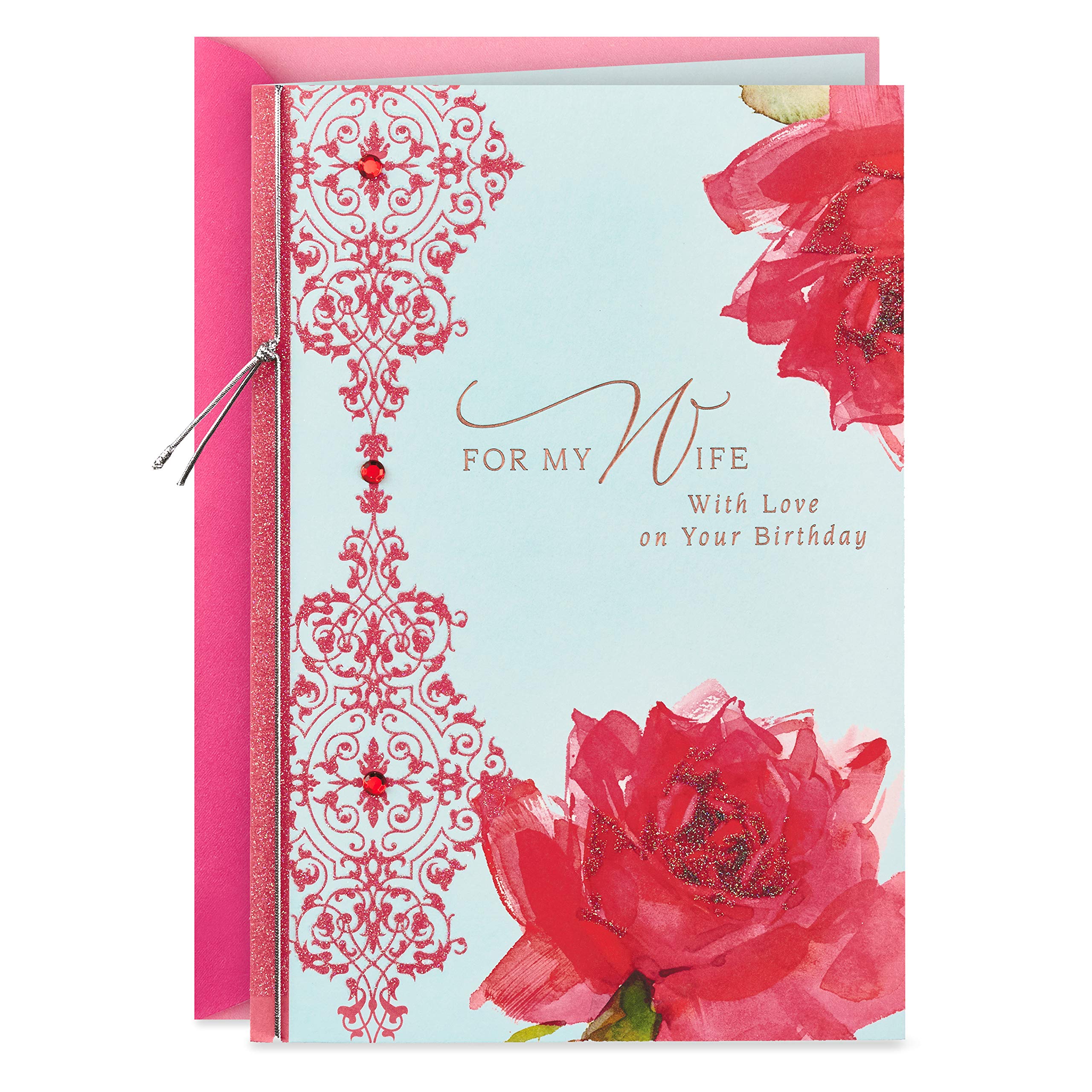 Hallmark Birthday Card for Wife (Roses with Pattern)