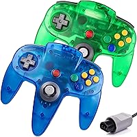MODESLAB 2 Pack N64 Classic Controller, Wired N64 64-bit Remote Gamepad Joystick for N64 System Video Game Console(Blue+Green)