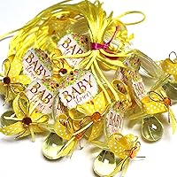 12 Yellow Sunflower Baby Shower Boy Girl Acrylic Pacifier Ribbon Necklaces Baby Shower Game Favors Prize Decorations