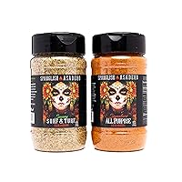 Spanglish Asadero 4.8oz 2-Pack All Purpose + Surf and Turf Spices | Mexican Seasoning for Steak, Chicken, Pork, Lamb, and Elote | Low Sodium BBQ Rub and Marinade for Smoking or Grilling Meat