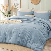 Twin/Twin XL Comforter Set - Boho Soft Bedding Sets 2 Pieces for All Season, Modern Cationic Two-Color Effect Bedding, Breathable Hotel Bed Set Quilt Blanket, Blue
