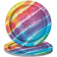 Multicolor Tie Dye Round Dessert Paper Plates ( 7