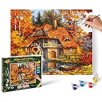 609240799 Paint by Numbers - Old Mill - Painting Pictures for Adults Including Brush and Acrylic Paints 24 x 30 cm