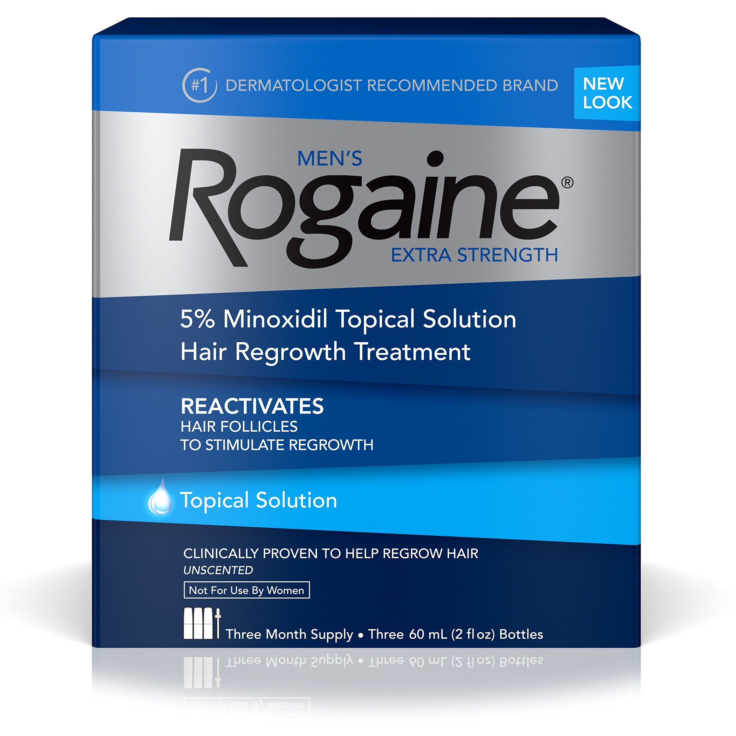 Men's Rogaine 5% Minoxidil Foam, 2.11 Ounce (Pack of 3) & Rogaine Extra Strength 5% Minoxidil Topical Solution for Hair Loss and Hair Regrowth, Topical Treatment for Thinning Hair, 3-Month Supply