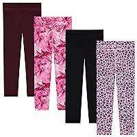 BTween Girls’ 4 Pack Leggings Set, Exercise, Sports Tights with Wide Waistband for Girls