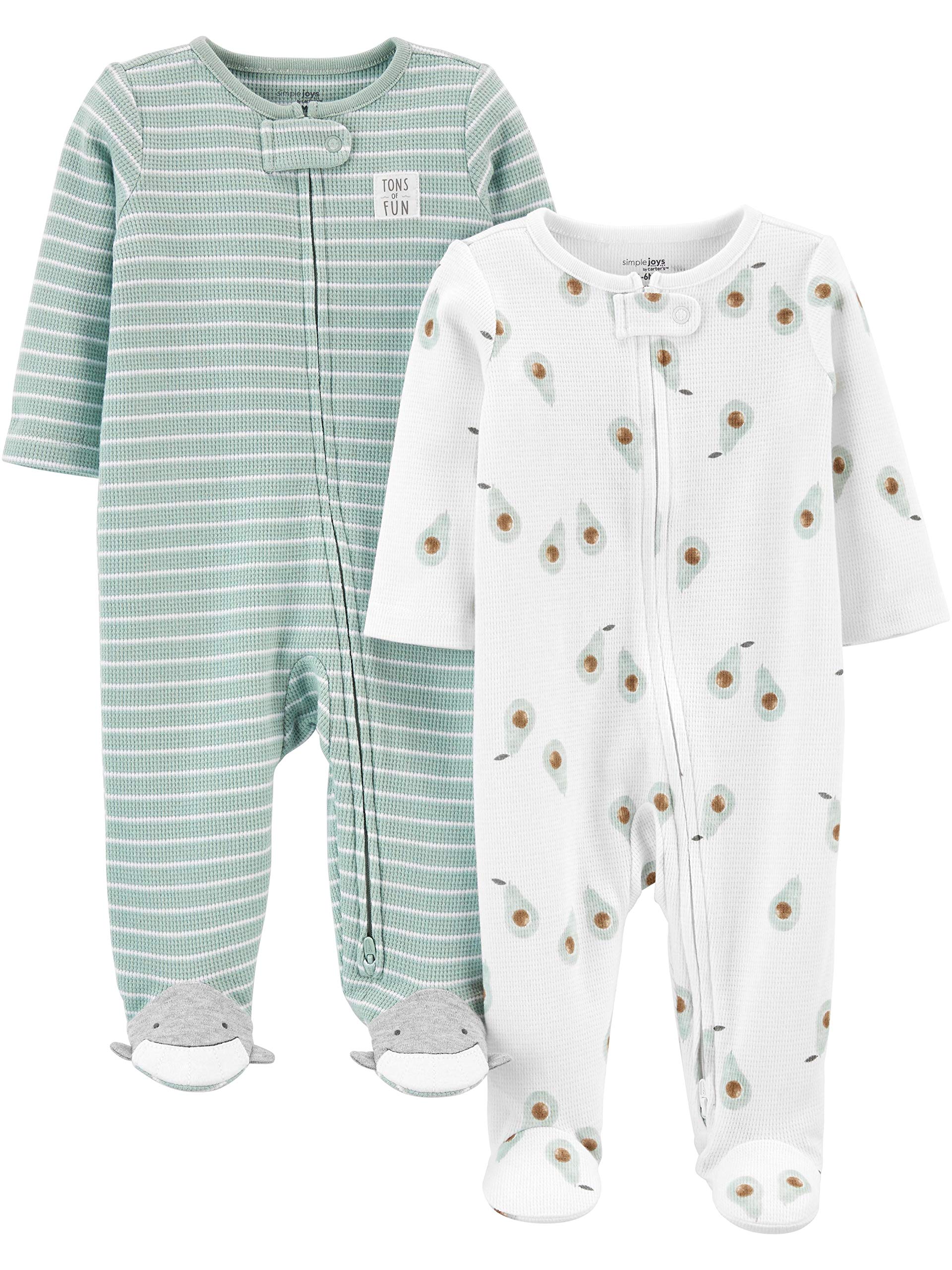 Simple Joys by Carter's Baby Boys' 2-Way Zip Thermal Footed Sleep and Play, Pack of 2