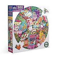 eeBoo Piece & Love: Charcuterie - 500 Piece Puzzle - Adult Round Jigsaw, 23