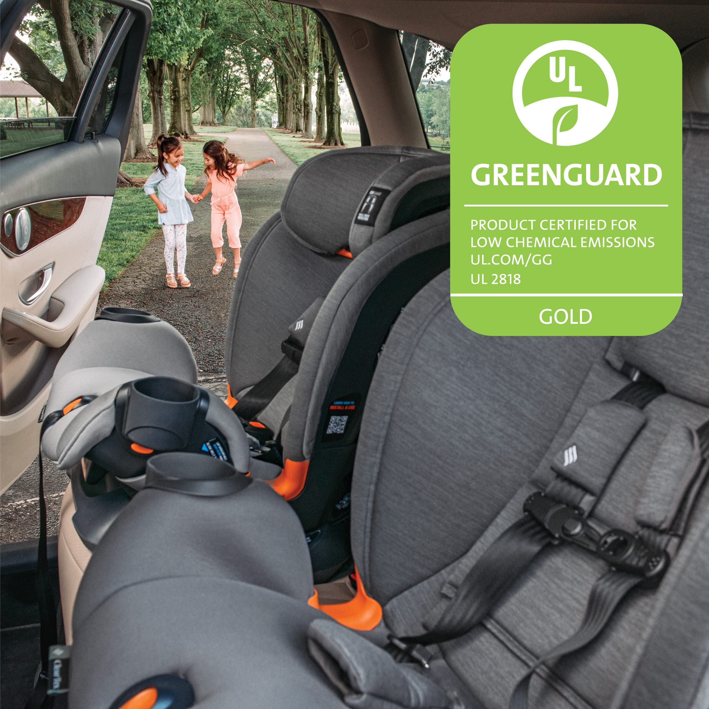 Chicco OneFit ClearTex Slim All-in-One Car Seat, Rear-Facing Seat for Infants 5-40 lbs., Forward-Facing Car Seat 25-65 lbs., Booster 40-100 lbs., Convertible Car Seat | Slate/Grey