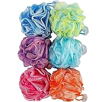 Bath Loofah Set, Pack of 6 Shower Body Sponges with Suction Cups for Men and Women, Exfoliating Pouf Bath Accessories, Multicolor