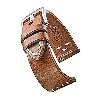 ALPINE Hand made, hand stitched vintage leather watch strap with quick release spring bars - Black, Bown, Tan - 20mm, 22mm, 24mm