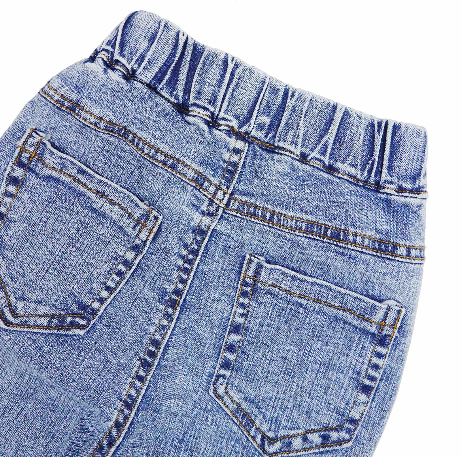 KIDSCOOL SPACE Boy Girl Jeans,Kid Elastic Ripped Casual Denim Pants