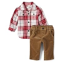baby-boys And Newborn Long Sleeve Dress Shirt and Pants 2-piece Set