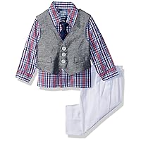IZOD Baby Boys' 4-Piece Set with Collared Dress Shirt, Pants, Tie, and Vest