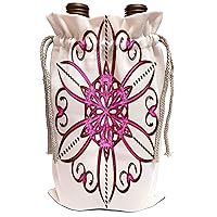 3dRose Anne Marie Baugh - Ornamental - Bright Pink Jeweled Effect Ornamental Flower - Wine Bag (wbg_235949_1)