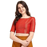Aashita Creations Lady in Red Color Jacquard Saree Blouse for Women_1060