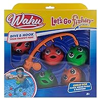 Wahu Let's Go Fishin' 6-Piece Kids Pool and Bath Toy Set for Ages 5+, Kids Fishing Water Toys Set with 1 Fishing Pole and 5 Colorful Fish