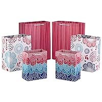 Hallmark Gift Bag Assortment - Pink & Blue, Stripes & Flowers (Pack of 6: 2 Medium 9
