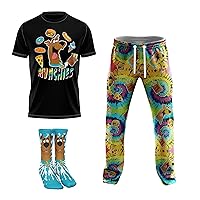 Scooby-Doo Men's 3-pc Lounge Box Set With T-shirt, Pants and Socks in Psychedelic Tiedye & Scooby Snacks Sizes S-m-l-xl