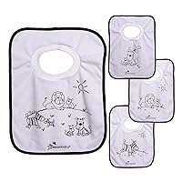 Dreambaby Terry Cloth Cotton Pullover Baby Bibs for Teething Feeding and Drooling - Super Absorbent & Extra Soft - Machine Washable - Jungle Animals
