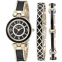 Anne Klein Women's Glitter Accented Bangle Watch and Bracelet Set, AK/3296