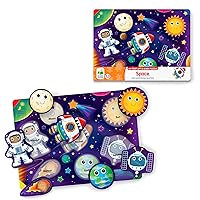 The Learning Journey: Space Puzzle Lift & Learn - 26 Piece Puzzle - Astronaut Moon Sun Puzzles for Toddlers - Preschool Games & Activities for Preschool Games & Activities for Children Ages 2-5 Years