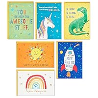 Hallmark Kids Encouragement Cards Assortment (Pack of 36 Cards with Envelopes—Dinosaurs, Rainbows, Unicorns)