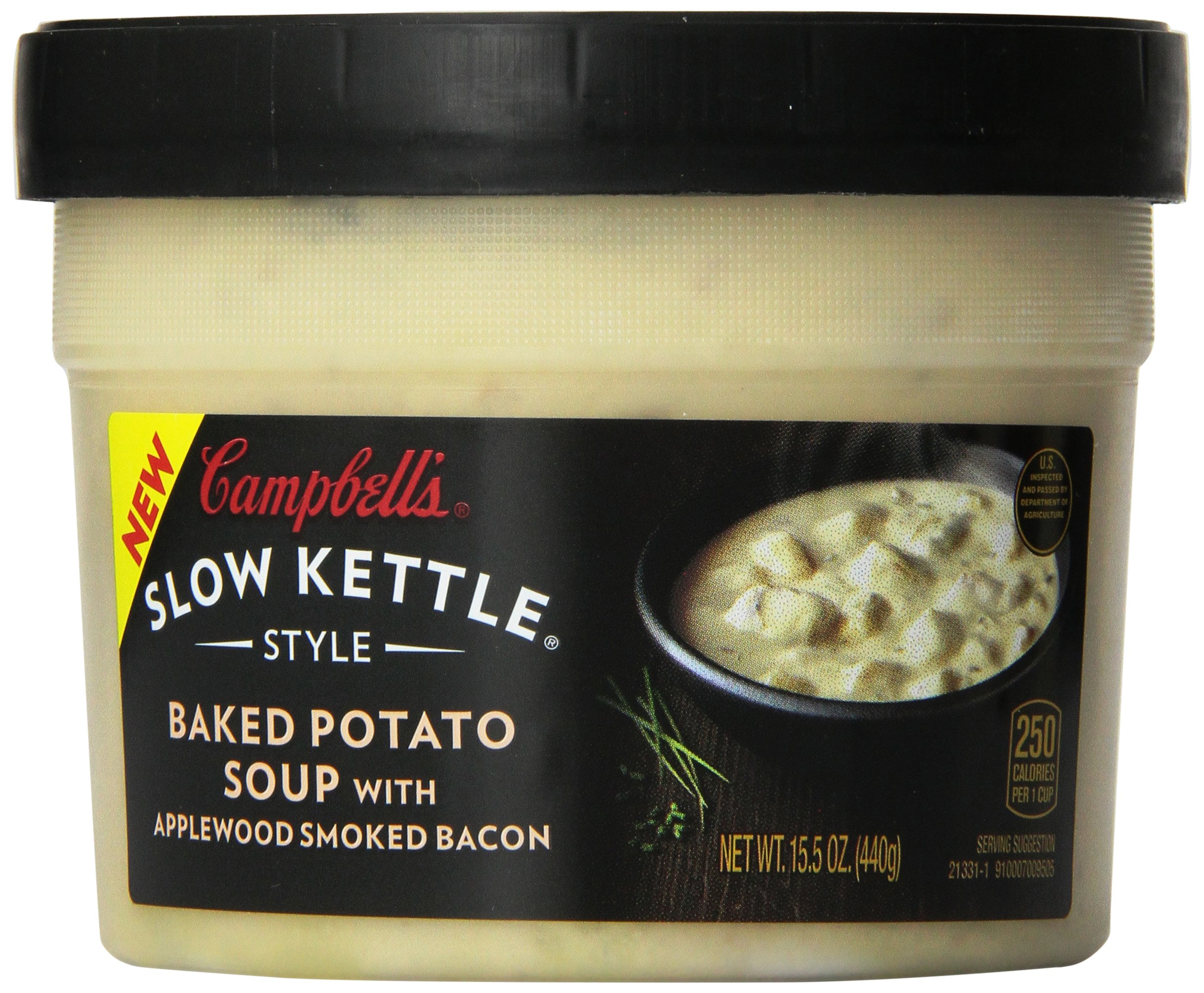 Campbell's, Slow Kettle Style, Soups, Stews, Chowders & Bisques, 15.5oz Bowl (Pack of 4) (Pick Flavors) (Baked Potato with Bacon)