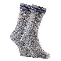 Farah - 2 Pack Mens Thick Chunky Ribbed Cable Knit Cotton Crew Socks for Boots