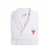 Linum Home Textiles TR00-LX-PINKHRT I Love You Mom Embroidered White Terry Bathrobe, Large/X-Large, Pink Heart